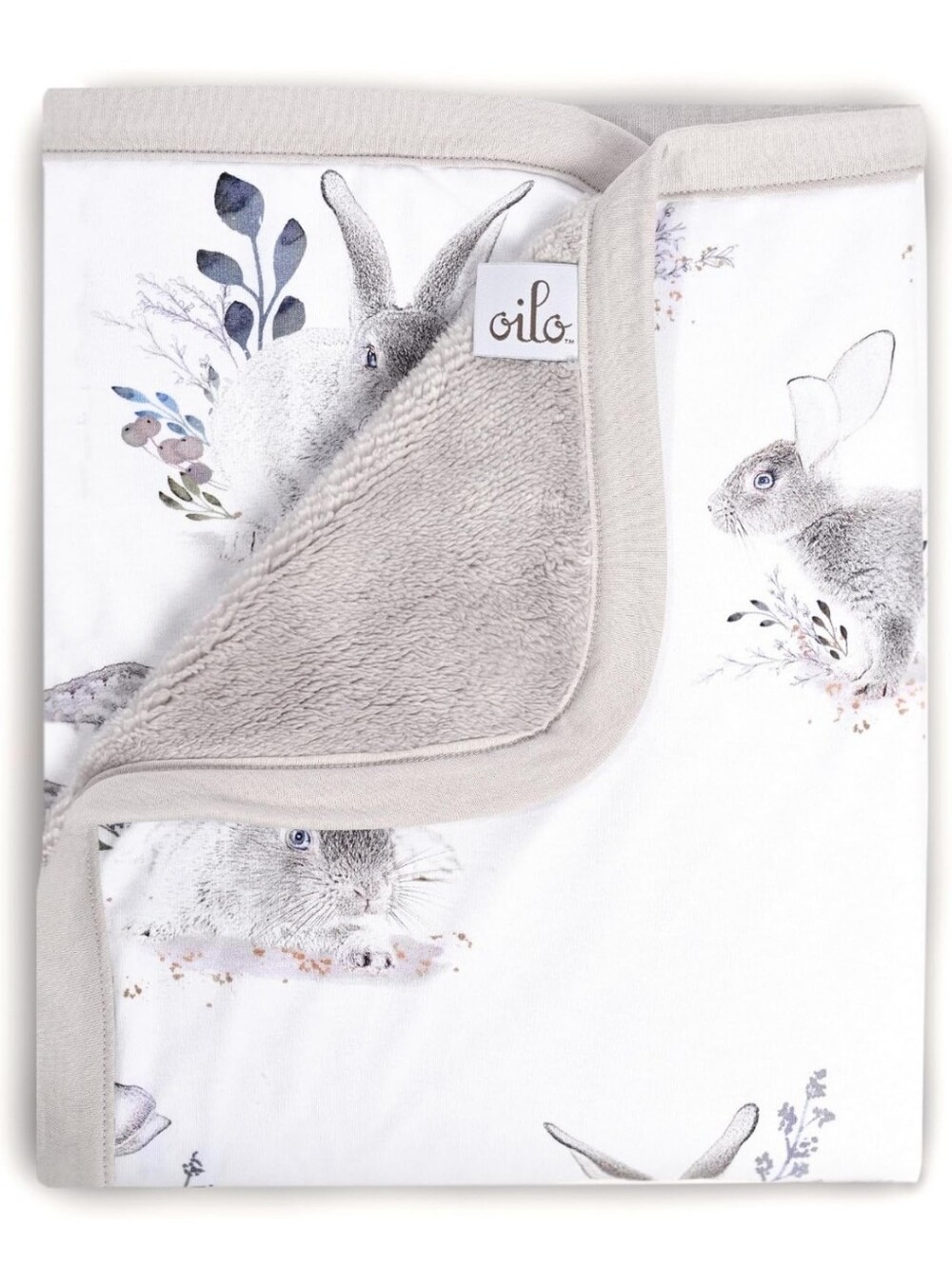 Oilo Luxury Soft Chenille Backing Baby Blanket In Cottontail Bunny Print